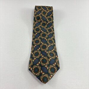 Kupperheimer Premier Edition Navy / Tan Geometric Men's Tie 3 1/2" x 60" Vintage